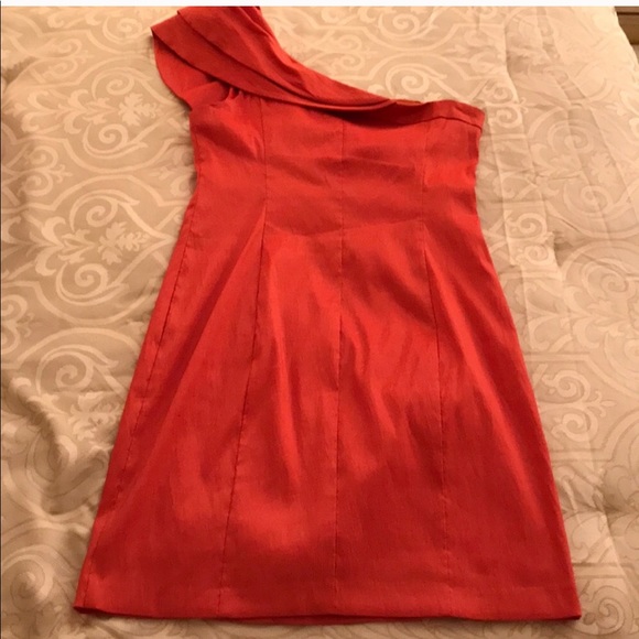 Jessica Simpson Coral Dress with One-Shoulder Neckline - Picture 3 of 3